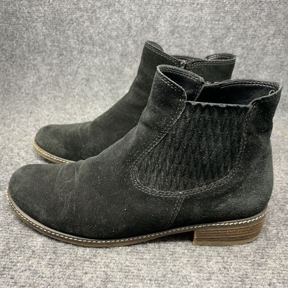 Gabor Shoe Boot Leather Suede Women Sz UK 6  US 8.5 Black Low Stack Heel - Picture 3 of 12